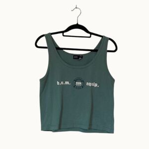 BUM Equipment Teal Cropped Logo Tank Top Size M